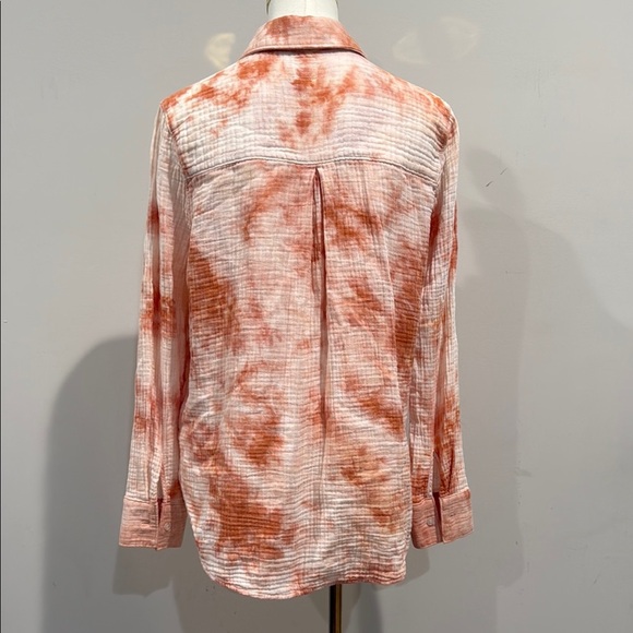 ROAN + RYAN SIZE XS White and Orange Long Sleeve Relaxed Button Down Shirt - Picture 5 of 10